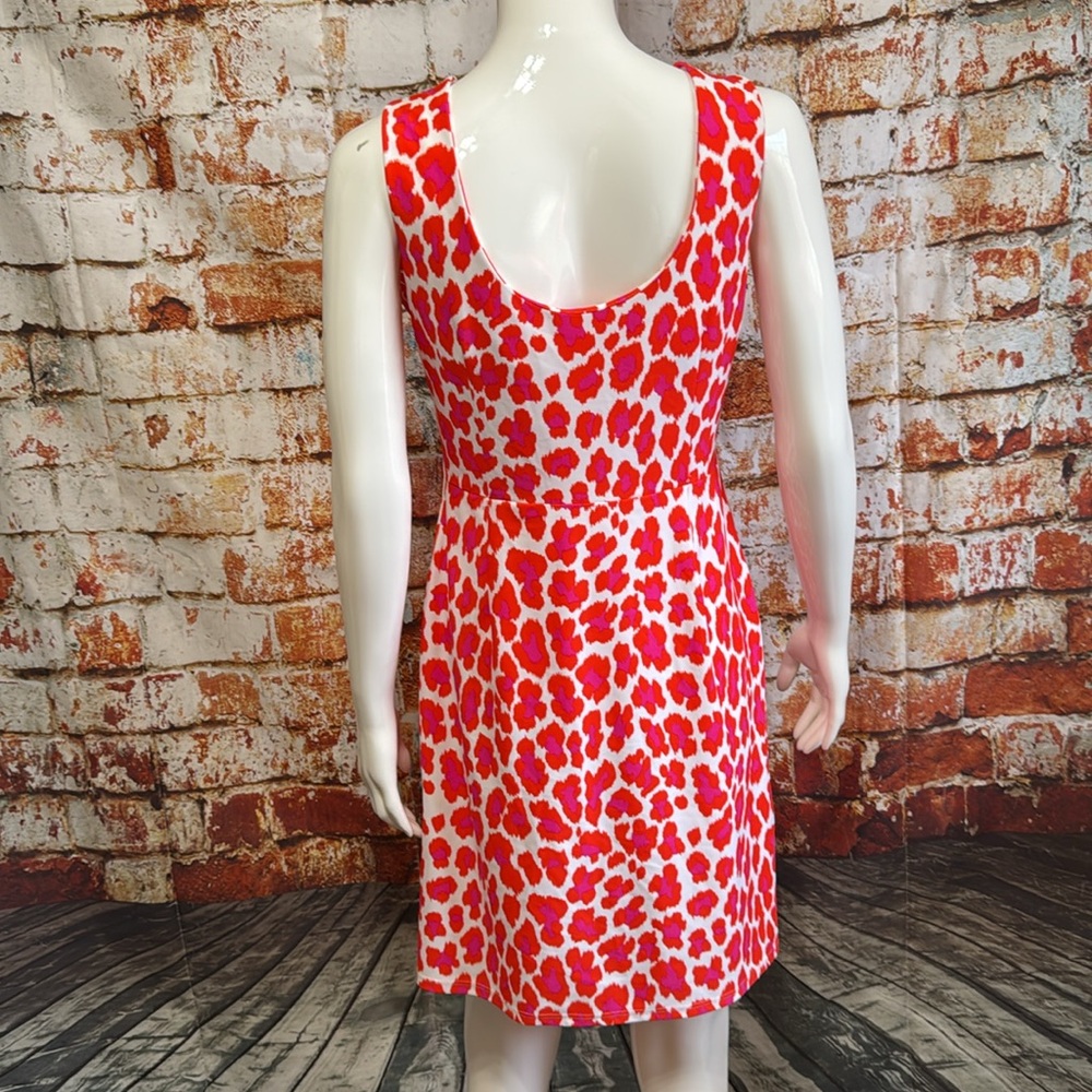Jude Connally Vibrant Red and Pink Leopard Print Dress - Picture 5 of 6